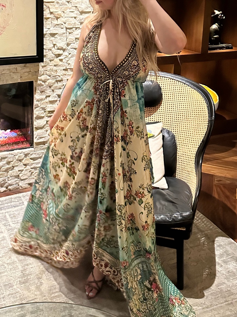 Boho Floral Maxi Dress in Vintage Resortwear